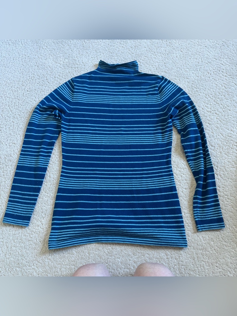 Title Nine Synergy Mock Neck Long Sleeve Sweater Striped Blue XS
